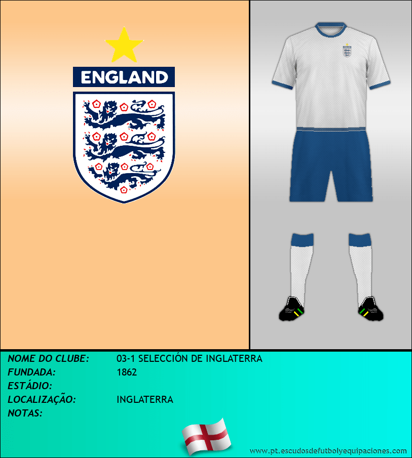 Escudo de 03-1 SELECCIÓN DE INGLATERRA